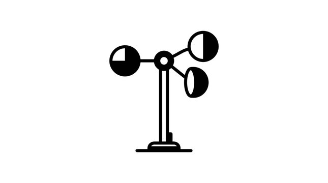 Black and white illustration of an anemometer for measuring wind speed
