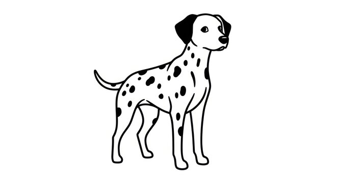 Dalmatian Dog Illustration Standing Black and White Spotted Canine Vector Art.