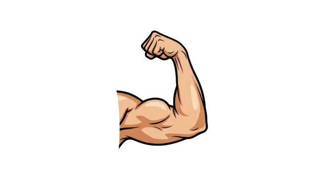 Muscular arm flexing bicep muscle.