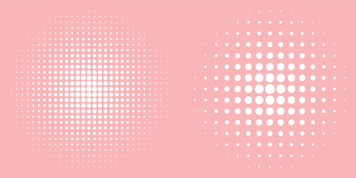 Halftone circle dotted frame circularly distributed set. Abstract dots logo emblem design element. Round border Icon using random halftone circle dot texture. Half tone circular background pattern.