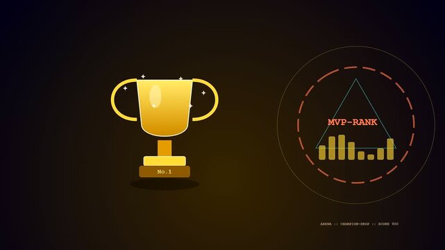 a virtual gifting interface displays golden championship trophies with ranking statistics shown in a dark digital environment during a competitive online interactive gaming experience event