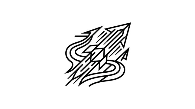 Abstract upward arrow with dynamic motion lines