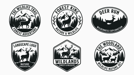 Fototapeta premium Black and white wildlife badges.