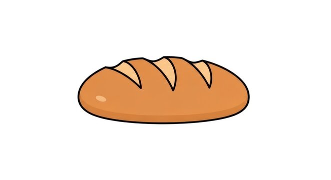Freshly baked loaf of bread cartoon illustration isolated on white background.