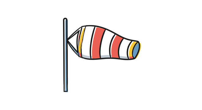 A colorful windsock blowing in the wind.