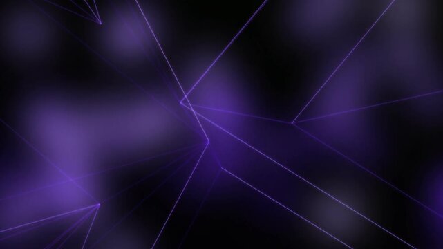 Abstract purple wireframe geometry illuminates a dark digital space. Modern technology presentation background and digital UI UX design element