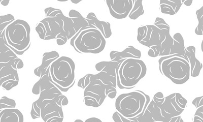 Obraz premium Doodle Javanese turmeric Pattern. Temulawak Seamless Pattern with Hand Drawn Rhizome Doodle Vector Style