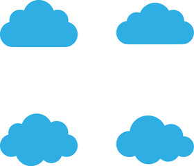 Obraz premium Four Distinct Blue Cloud Flat Vector Icons Isolated On A Simple White Background Graphic Design