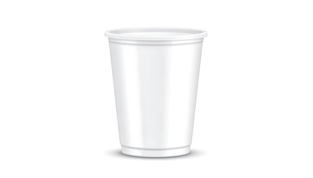 isolated white plastic cup with lid for beverage takeaway mockup packaging design, empty container for food or drink branding
