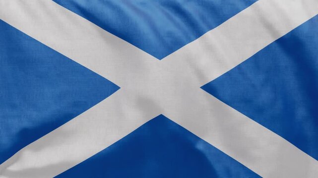 Scotland flag waving in the wind, 3d seamless loop animation