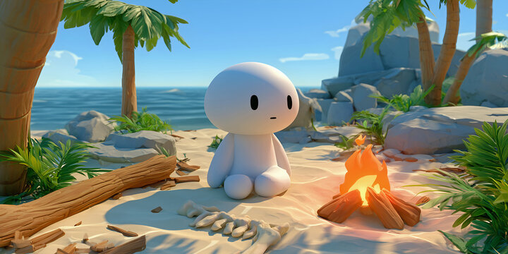  The Island Ember Companion: A Quiet Fire, A Quiet Friend, ai generated.