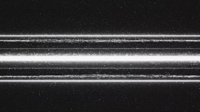 Digital television static noise with flickering horizontal lines and grainy monochrome texture in motion video clip