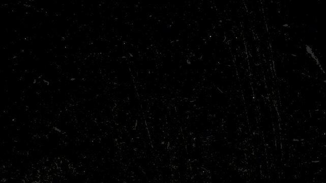 Black old film tape defects overlay with heavy dust speckles, scratches shimmer, vertical damage lines and worn vintage cinema texture