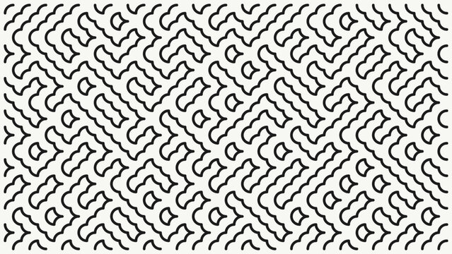 Seamless modern line art vector maze pattern in black and white