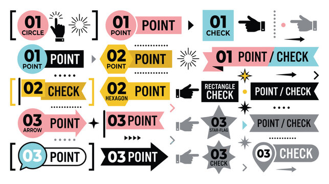 Modern ui design set with numeric pointers and check symbols for web presentation layouts.