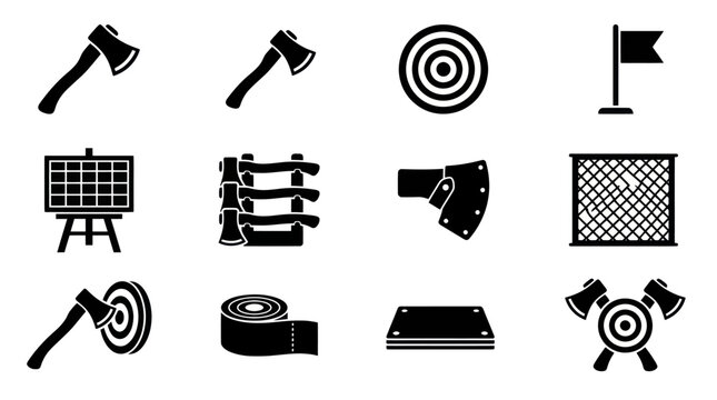 Axe throwing equipment and targets for recreational sport.