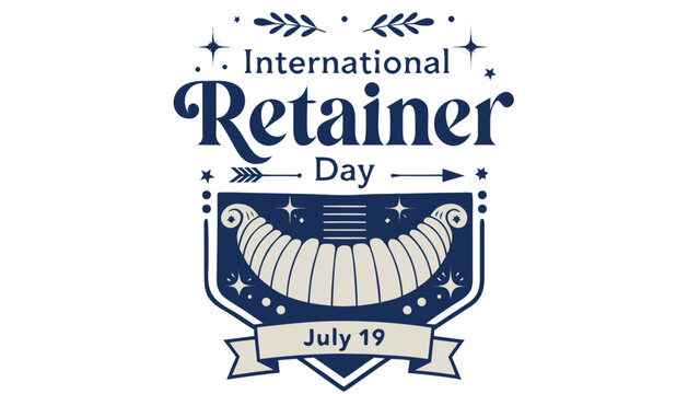 International retainer day text logo design with a dental appliance graphic