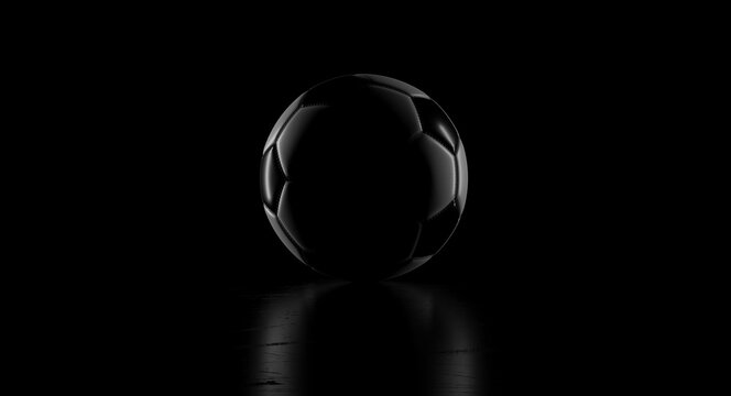 3d rendering of an traditional soccer ball in low key shot