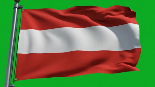 Waving flag of austria against a green screen background