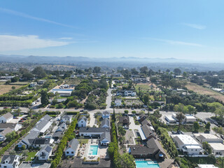 Fototapeta premium Aerial view of Cardiff by the Sea, usually referred to as Cardiff, is a beach community in the incorporated city of Encinitas in San Diego County, California