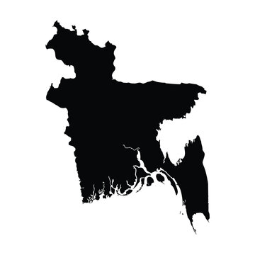 Map of Bangladesh silhouette isolated on white background high resolution vector geography.