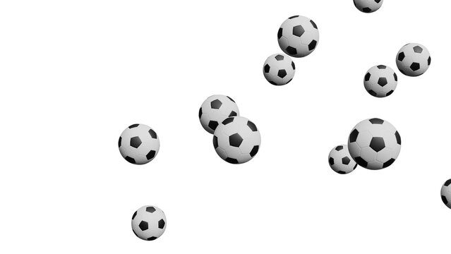 Floating Soccer Balls on White Background