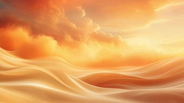 Abstract smooth flowing shapes with warm orange and yellow gradient background