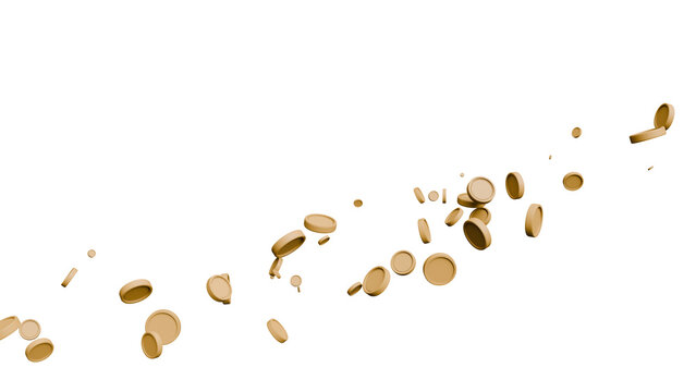 Flying Gold Coins on White Background