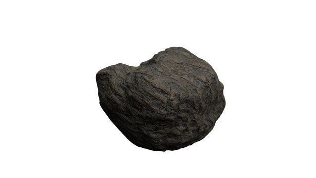 Isolated Dark Rock on White Background