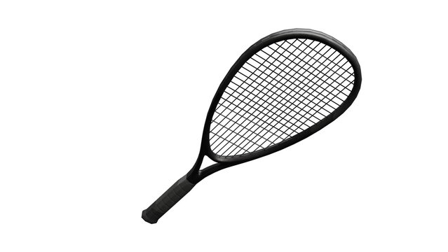 Black Tennis Racket on White Background
