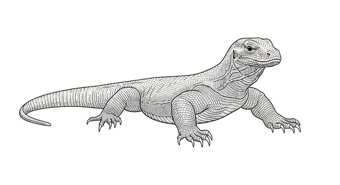 A large lizard on ground.