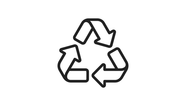 A simple black line art illustration of the universal recycling symbol.