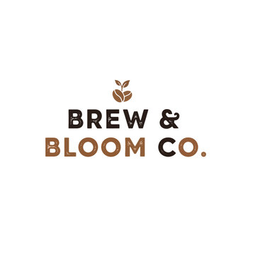 Brew and Bloom Co. coffee logo with bean sprout.