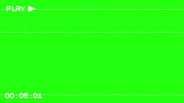 Play vhs retro analog interface with timecode on green screen