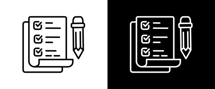 Assessment white and black icon set design