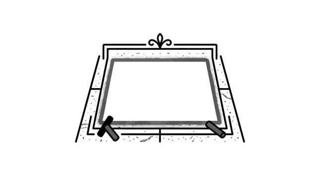 A simple line art illustration of a framed rectangular mirror or picture frame.