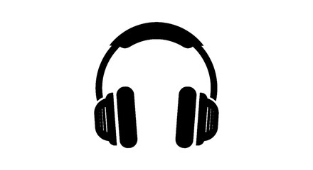 Fototapeta premium Minimal black silhouette icon, simple flat vector, bold black shape, no, no shading black silhouette icon of headphones on a, flat icon style