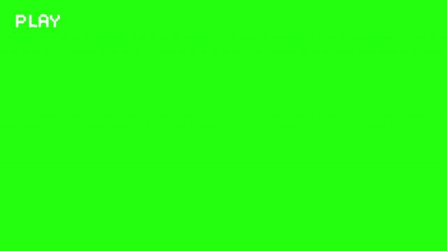 Play vhs interface with vintage glitch effects on green screen