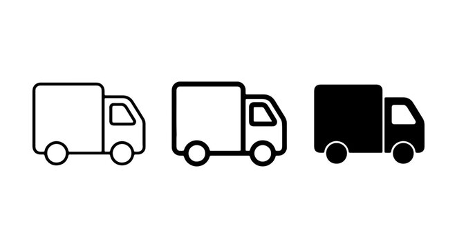 Delivery Truck Icons, Cargo Van Vector Graphics, Logistics Transport Symbols