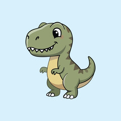 Fototapeta premium Simple hand drawn icon of a friendly smiling little tyrannosaurus rex baby dinosaur. Minimalist prehistoric animal element for kids birthday party decoration, nursery print, and cute sticker.