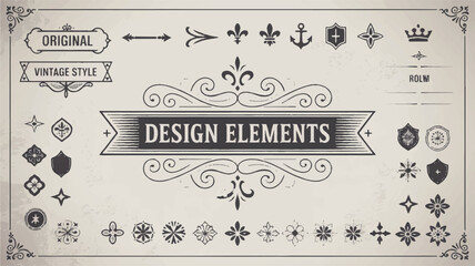 Fototapeta premium A vintage-style illustration of pirate-themed design elements on a beige background