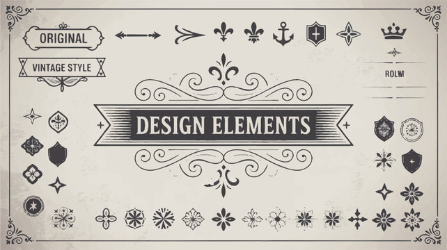 A vintage-style illustration of pirate-themed design elements on a beige background