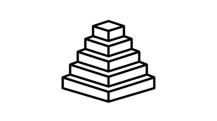 Fototapeta premium A simple black and white line art illustration of a stepped pyramid structure.
