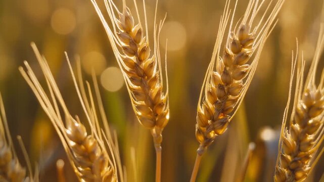 Golden wheat ears in a field.