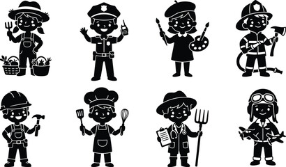 Naklejka premium Professions set of workers in vector icons