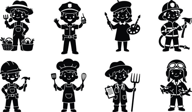 Professions set of workers in vector icons