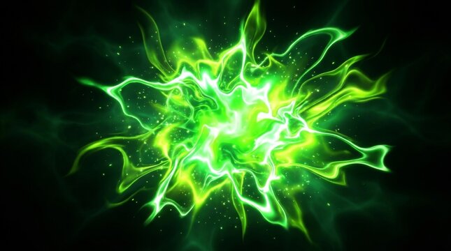 Image of a green flame effect rising high into the sky
