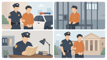 Fototapeta premium The theme of criminal law enforcement and detention of suspects is suitable for crime news illustrations, law enforcement presentations