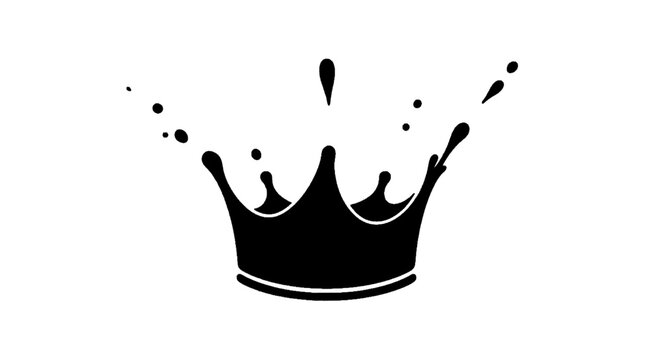 Minimal black silhouette icon, simple flat vector, bold black shape, no, no shading black silhouette of a crown shaped like a liquid splash on a, flat icon style