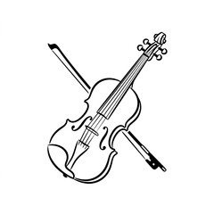Fototapeta premium Classic Violin and Bow Illustration.